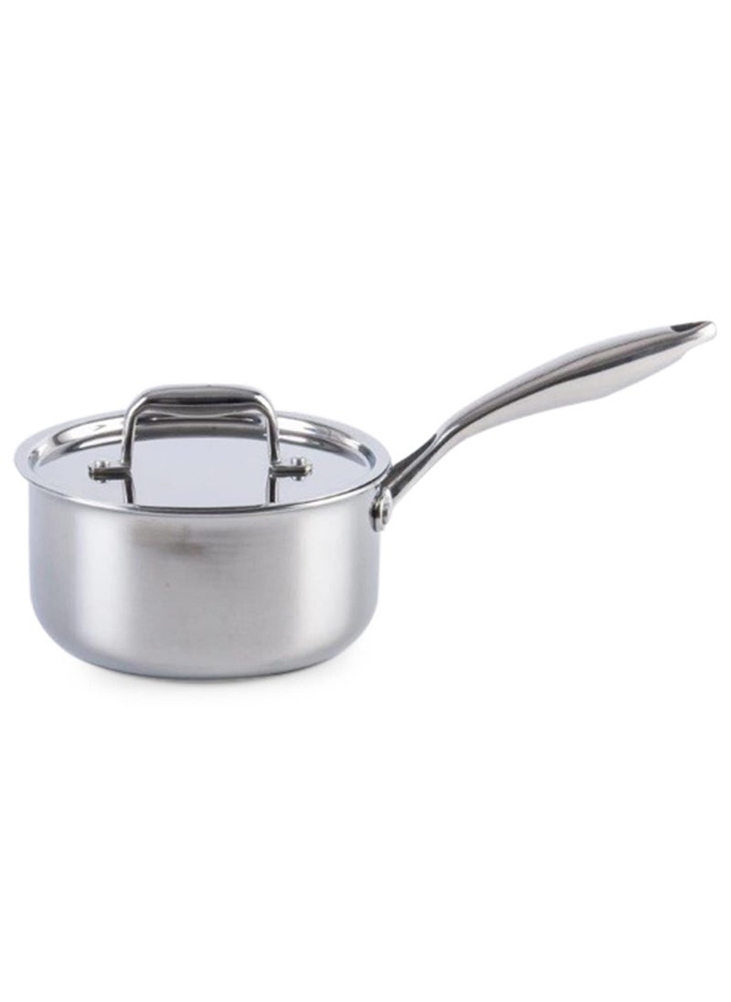 Ramson Triply Stainless Steel Sauce Pan with lid 1 litres Capacity Silver 14 cm Induction and Gas Stove Friendly