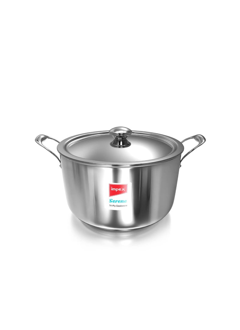 Impex Serene Triply Cookware 304 Grade Stainless Steel No PFOA Coating lnduction Friendly Cookware Silver Sauce Pan 20cm