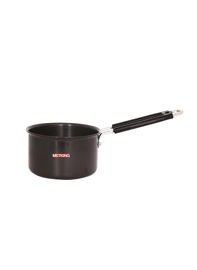 METKING Hard Anodised Sauce Pan 1250 ML Sauce Pan with Lid Induction Base NonStick Aluminium Saucepan for Tea Coffee Milk Black