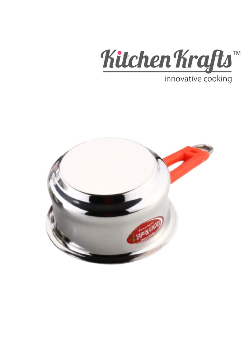 Kitchen Krafts Stainless Steel 2pcs Belly Saucepan with Handle 16 18cm 1000 1500 ml