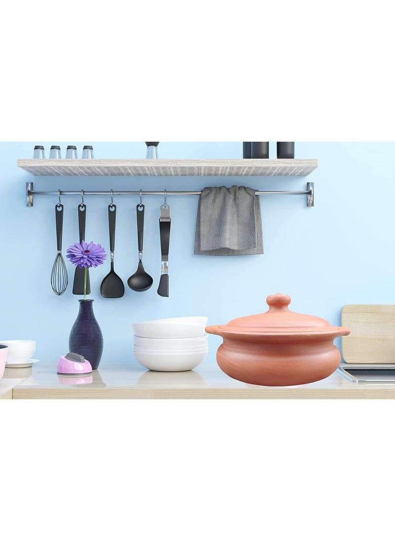 EZAHK Earthen Kadai Clay Pots for Cooking Serving with Lid Pre Seasoned 1 L