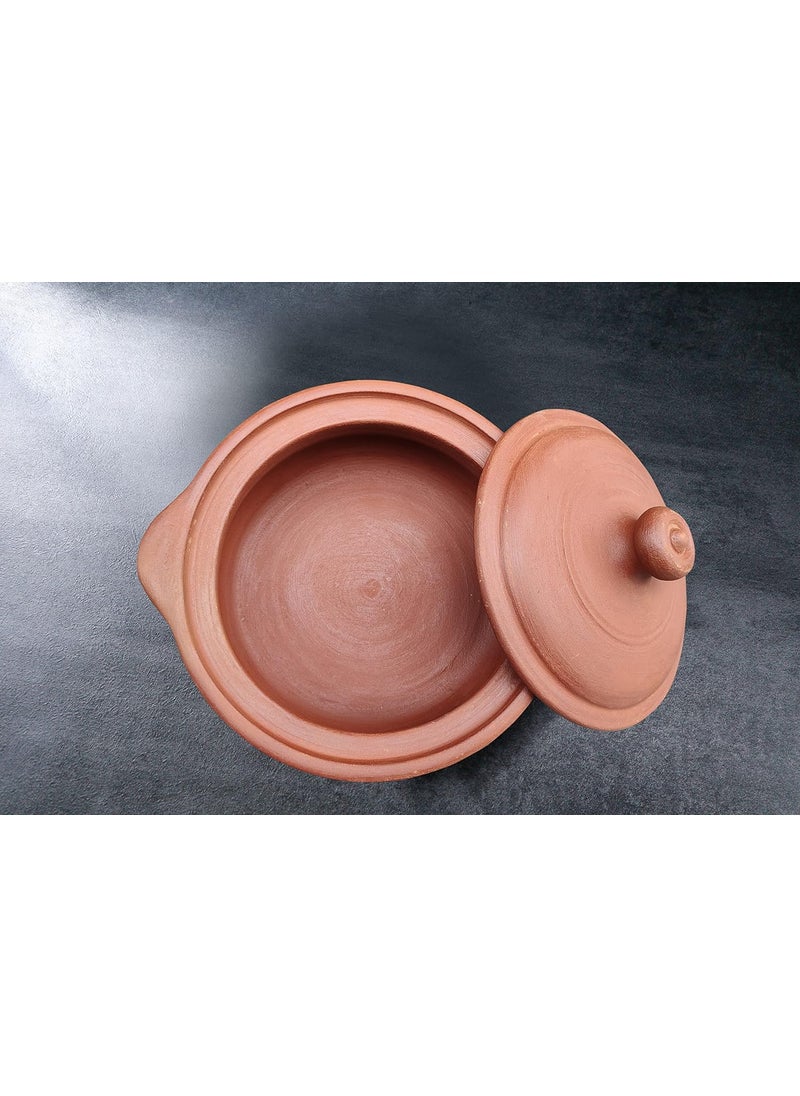 EZAHK Earthen Kadai Clay Pots for Cooking Serving with Lid Pre Seasoned 1 L