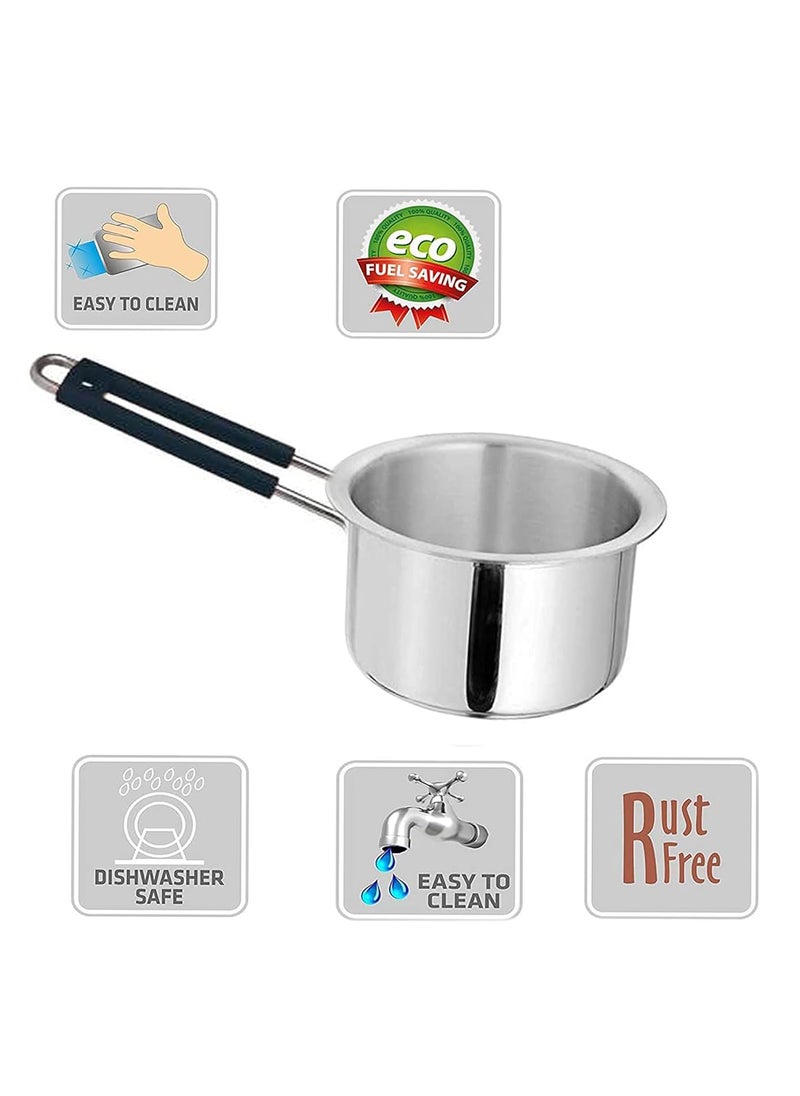 IDEAL PRIME Even Heat Distribution Aluminium Saucepan Set of 31152 Liter Durable Alu Milk Pan Tea Pan Tapeli Patila Donga Cookware Set Pack of 3