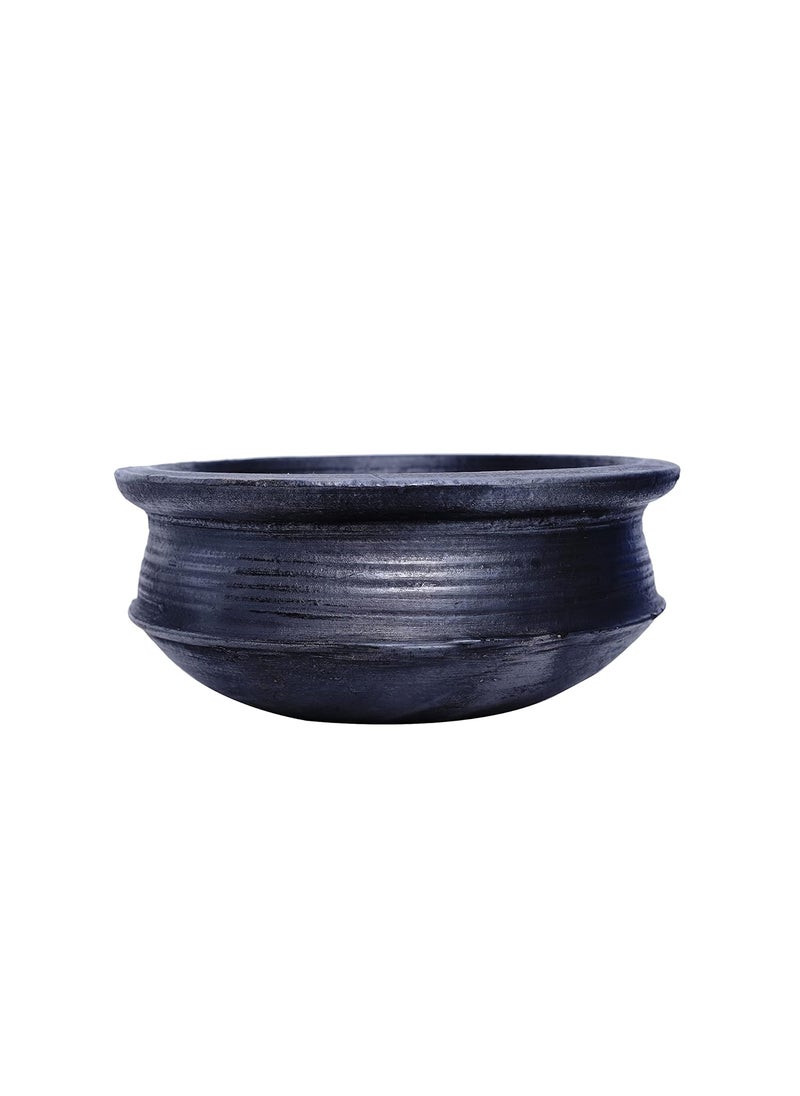 4U Crafts India Online Clay Pottery Pre Seasoned Earthen HandiBiryani Pot Black 2 Liter