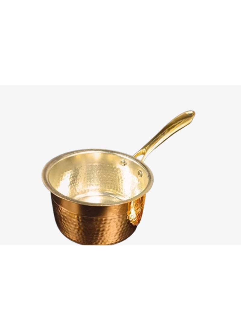 Diamond Steel Copper Saucepan Without lid Stovetop Sauce pan Sauce Pan Tea Pan Milk Pan Chaidan Copper Hammered Saucepan with Tin Coating Inner Side Kalai Ideal for Daily Usage 2 Litre