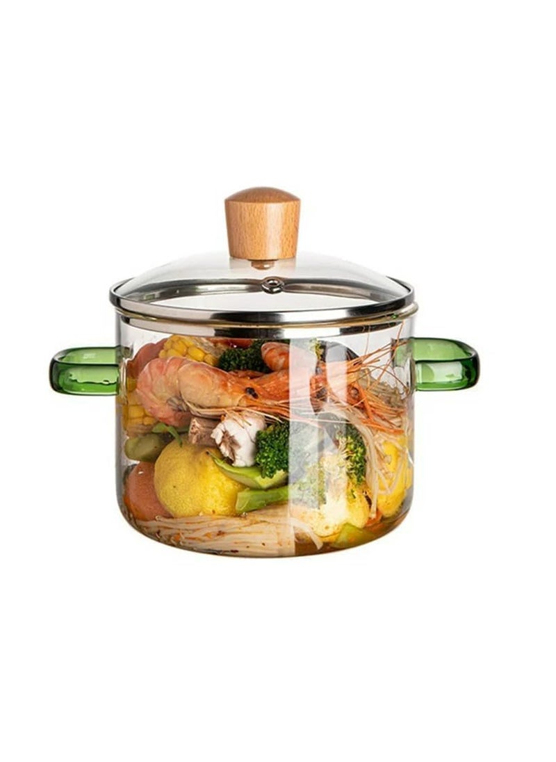 Glass Simmer Pot with Lid for Cooking Potpourri Cookware Saucepan with Grip Handles with Cover Safe Clear Cooking Pots Glass Saucepan for Soup Milk Pasta