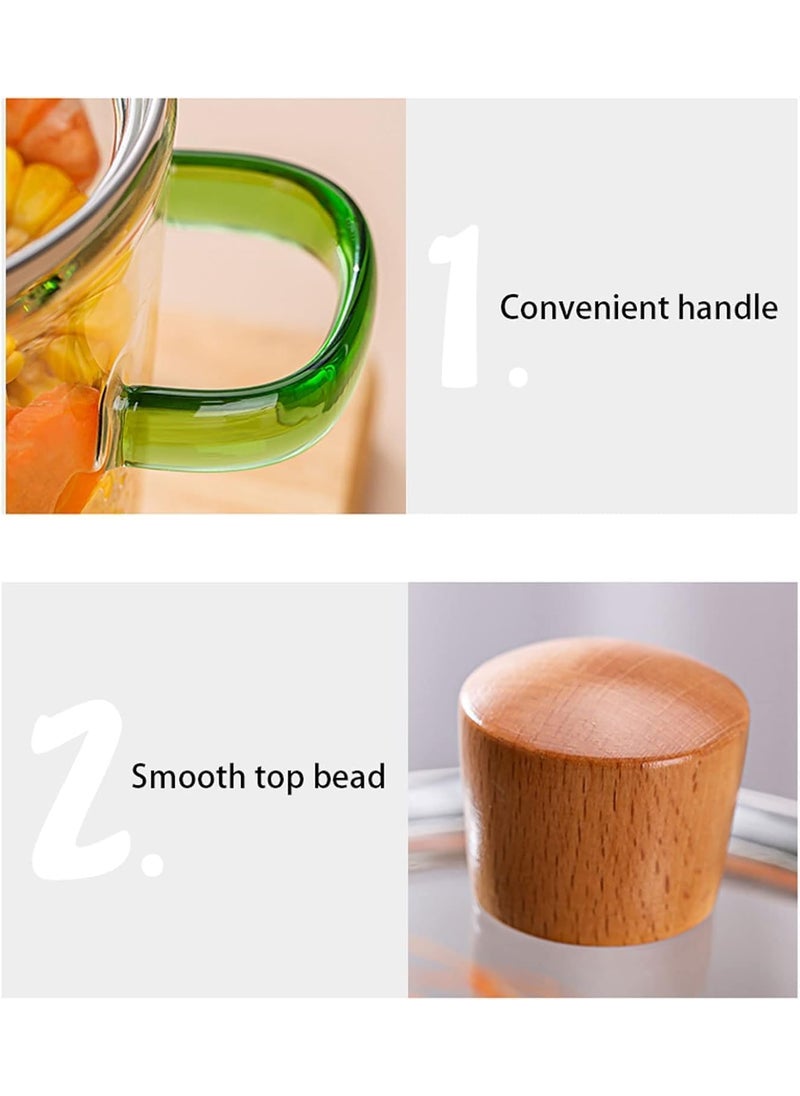 Glass Simmer Pot with Lid for Cooking Potpourri Cookware Saucepan with Grip Handles with Cover Safe Clear Cooking Pots Glass Saucepan for Soup Milk Pasta