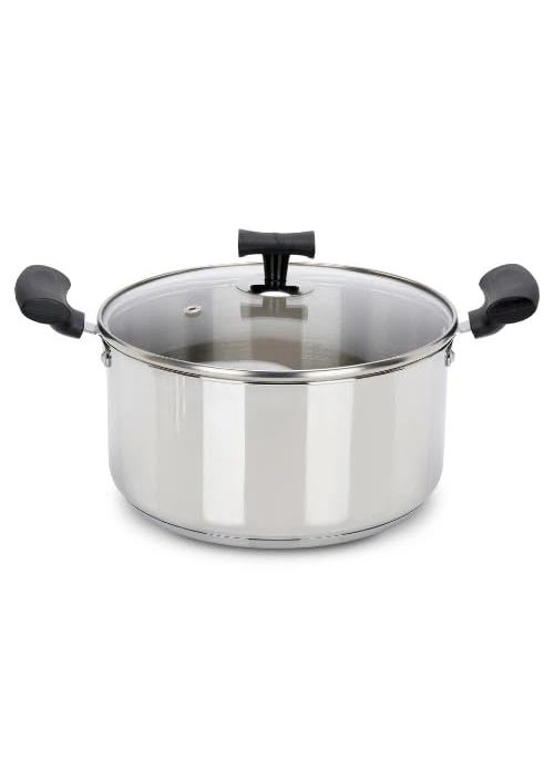 DONIV Solitaire Sandwich Bottom Stainless Steel Sauce Pot with Glass Lid 24 cm 5 LTR Cap Sauce Pot with Cool Touch Bakelite Handle Induction Compatible ISI Certified 5 Year Warranty Pack of 1