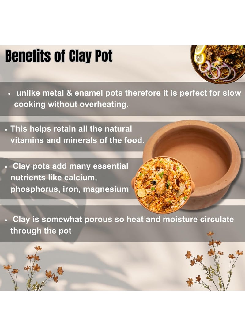RawartifactEarth to Art Exclusive Range Unglazed Clay Pot for Cooking Serving Pack of 3 1 Liter 2 Liter 3 Liter