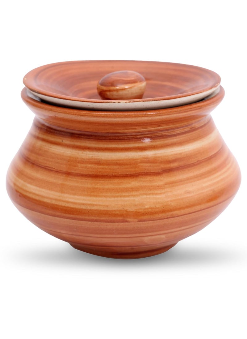 KALAKRITI ServeWare Brown Pot 500 ML Handi with lid Biryani Bowl Serveware Curd Setter Sauce Pot Serve for Dal Curry and Dining Tableware Pack of 1