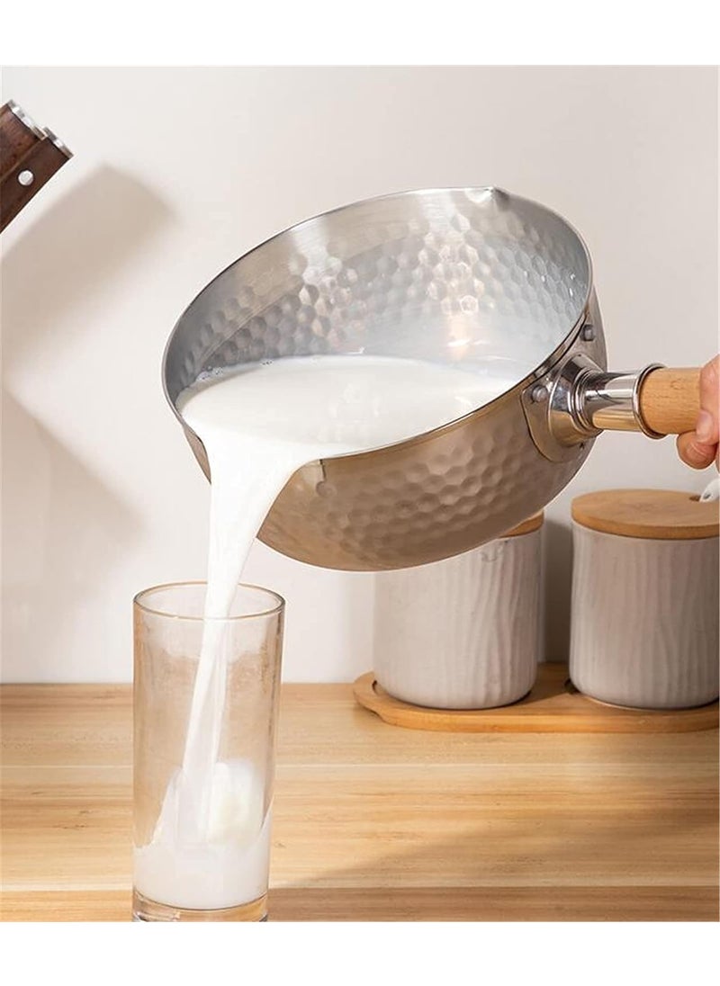 KERFORA Authentic Japanese Sauce Pan Traditional Design with Wooden Handle Mini Size for Milk Heating Sauce Making Oil Pouring Melting Ideal for Compact Kitchens