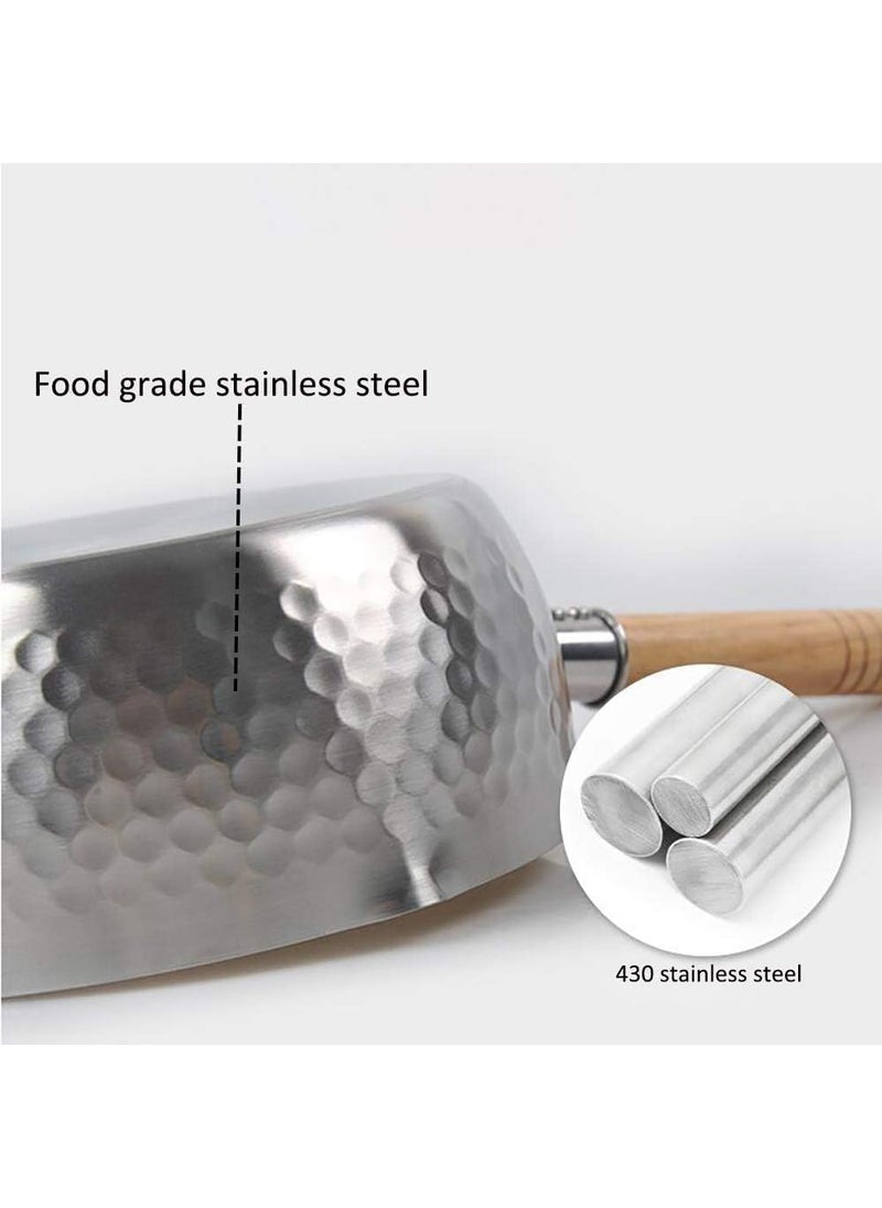 KERFORA Authentic Japanese Sauce Pan Traditional Design with Wooden Handle Mini Size for Milk Heating Sauce Making Oil Pouring Melting Ideal for Compact Kitchens