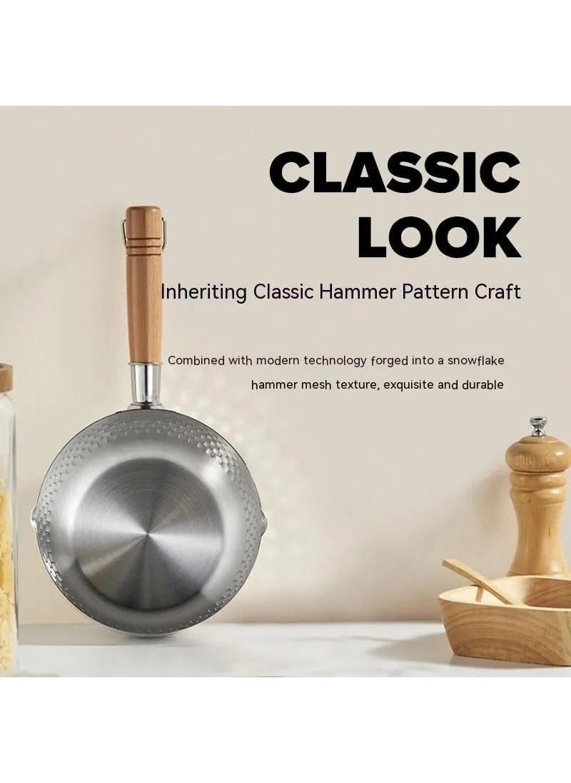 KERFORA Authentic Japanese Sauce Pan Traditional Design with Wooden Handle Mini Size for Milk Heating Sauce Making Oil Pouring Melting Ideal for Compact Kitchens