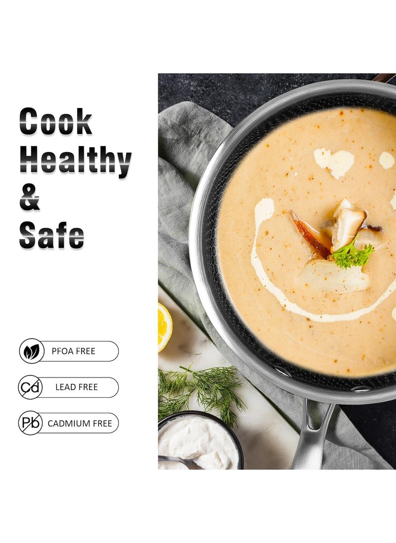 VYATIRANG Stainless Steel Honeycomb Sauce Pan with Stainless Steel Handle and lid Stay Cool Non Toxic Dishwasher and Oven Safe Suitable for All Hob Types Sauce pan 20 cm