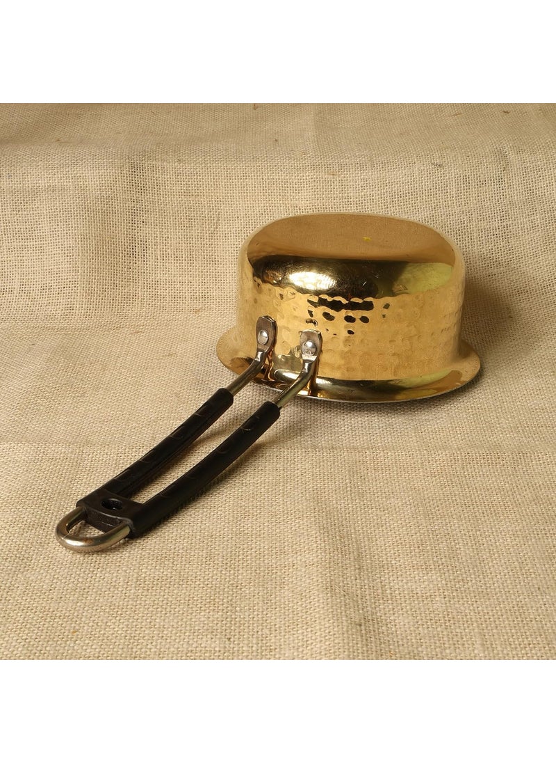 PATRA Pure Brass Sauce Pan 1 Liter TeflonFree Hammered Brass Cookware with Tin Coating Traditional Handcrafted Tea Pan