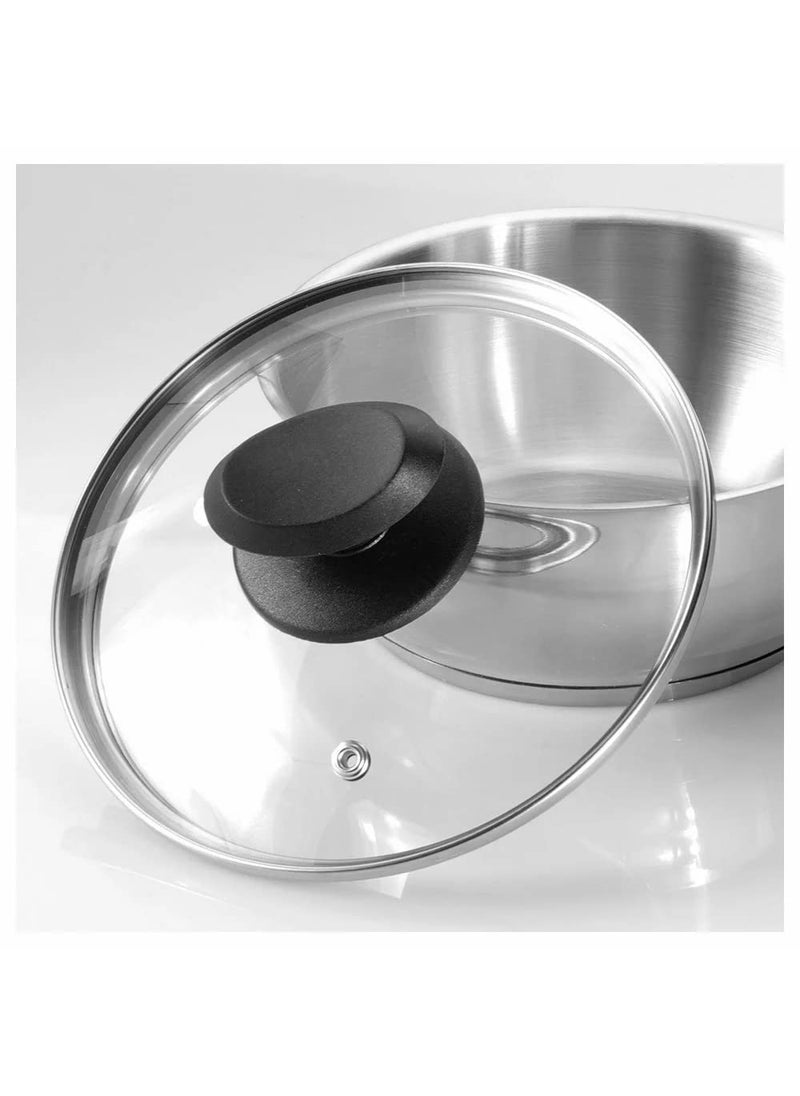 metercube Mateo Stainless Steel Saucepan Designed for dripFree use Stain Finished Base for Even Heat Distribution Durable Glass lid 2L