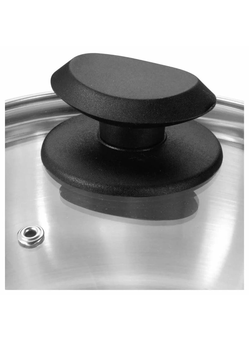metercube Mateo Stainless Steel Saucepan Designed for dripFree use Stain Finished Base for Even Heat Distribution Durable Glass lid 2L