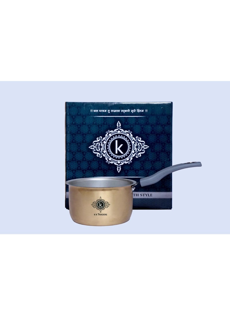 KK Traders Pure Brass Sauce Pan Tin Coating 100 Pure Brass for Ayurvedic Health Benefits 2 Lt