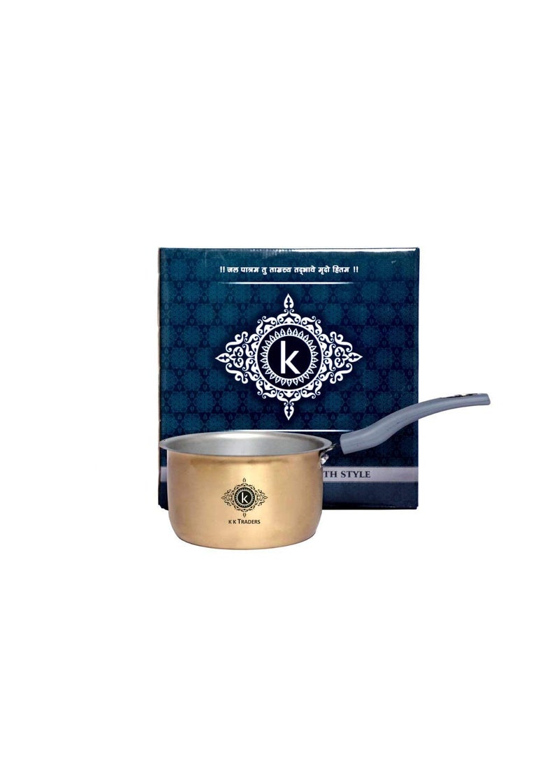 KK Traders Pure Brass Sauce Pan Tin Coating 100 Pure Brass for Ayurvedic Health Benefits 2 Lt