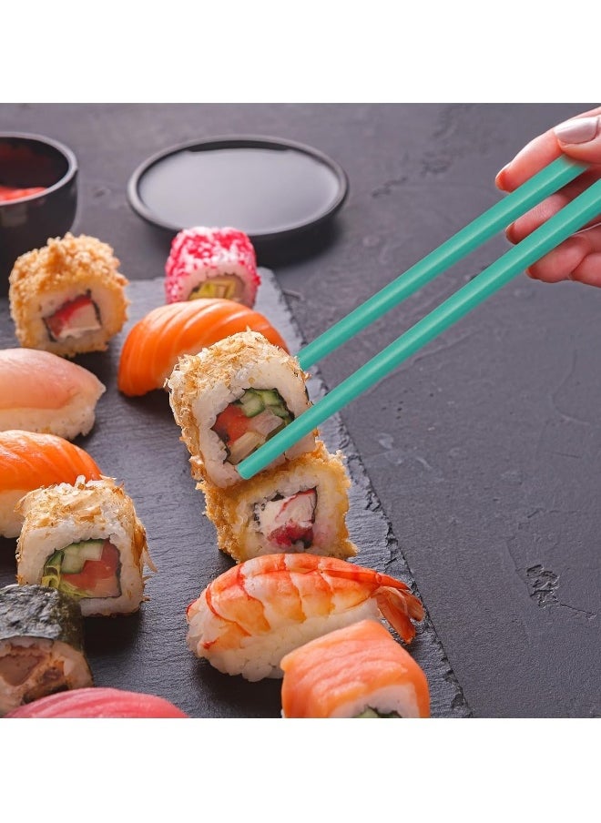 10 Pairs Chopsticks, Reusable Dishwasher Safe 9.5 Inches Premium Chop Sticks for Sushi, Ramen, Asian Cuisine, Matte Non-slip, Bear Head Style, Macaron Color