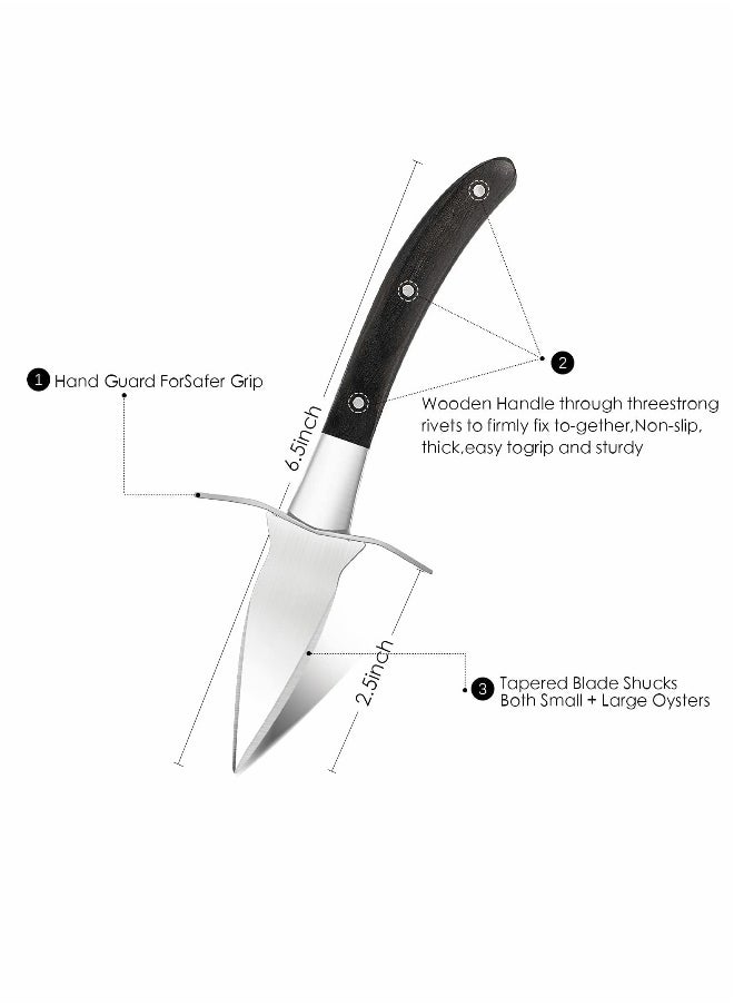 Oyster Shucking Knife Set with Cut Resistant Gloves, 3.5’’ Stainless Steel Tools for Seafood Lovers, Perfect for Home and Restaurant Use (2 Knives + 1 Glove)