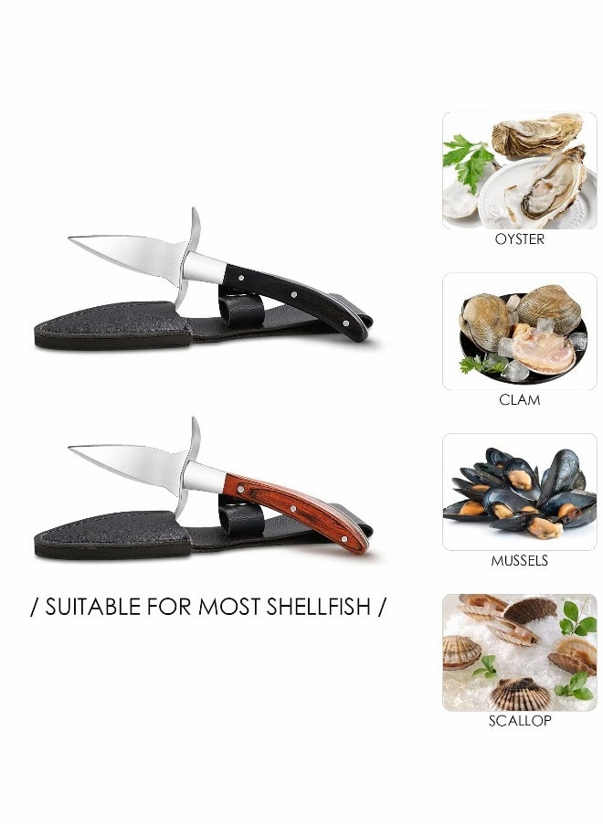Oyster Shucking Knife Set with Cut Resistant Gloves, 3.5’’ Stainless Steel Tools for Seafood Lovers, Perfect for Home and Restaurant Use (2 Knives + 1 Glove)