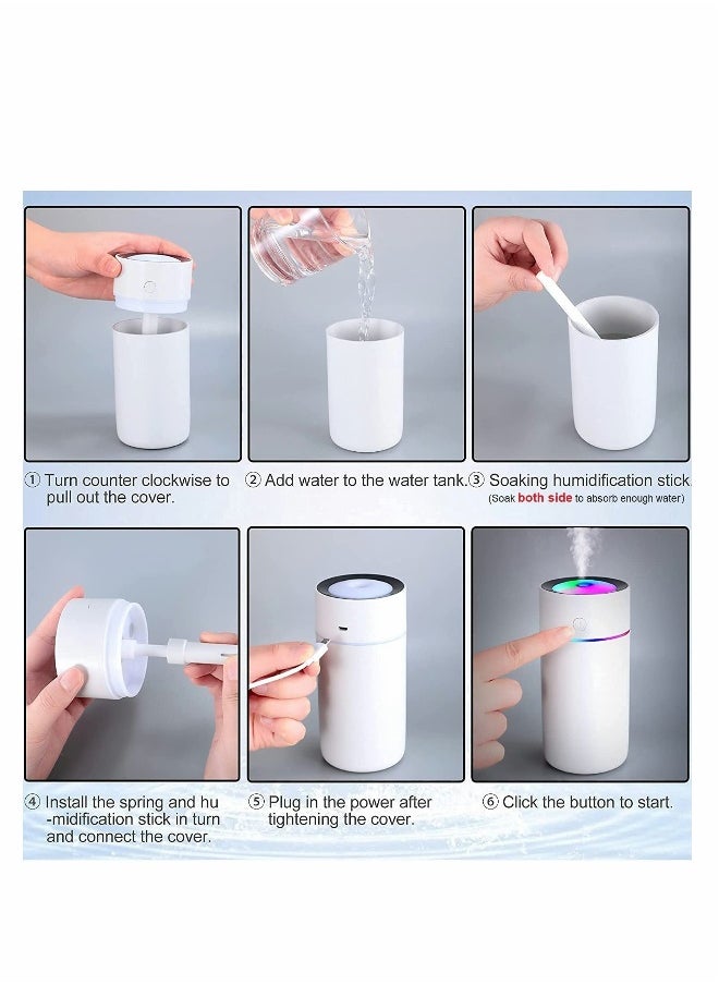 Car Diffuser Car Humidifier, Cool Mist Portable Mini USB Humidifier for Plants Car Baby Bedroom with Auto Shut-Off, Best Personal Humidifier ( 320ML - White )