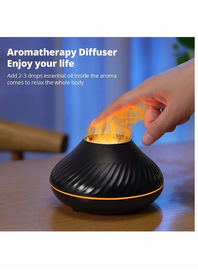 Essential Oil Diffuser Colorful Air Aroma Diffuser Humidifier 130ml Oil Diffuser 7 Flame Color Noiseless Essential Oil Diffuser for Home Office Yoga with Auto Off Protection (8 Hours Black)