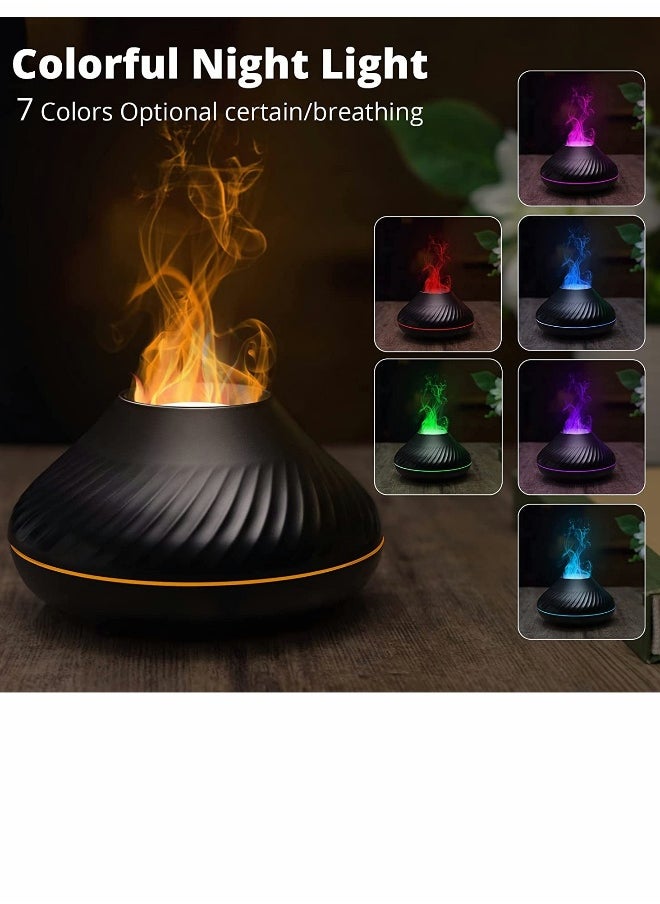 Essential Oil Diffuser Colorful Air Aroma Diffuser Humidifier 130ml Oil Diffuser 7 Flame Color Noiseless Essential Oil Diffuser for Home Office Yoga with Auto Off Protection (8 Hours Black)