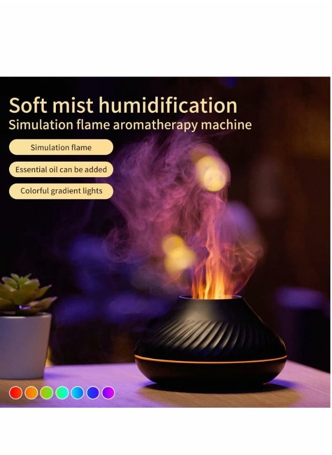 Essential Oil Diffuser Colorful Air Aroma Diffuser Humidifier 130ml Oil Diffuser 7 Flame Color Noiseless Essential Oil Diffuser for Home Office Yoga with Auto Off Protection (8 Hours Black)