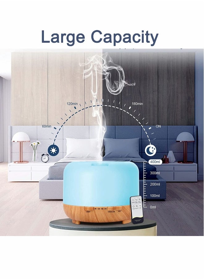 Upgraded Essential Oil Diffuser 500ml Ultrasonic Aromatherapy Air Vaporizer with 7 Color Lights 4 Timer Fragrant Cool Mist Humidifier Auto Shut-off Function for Home Office