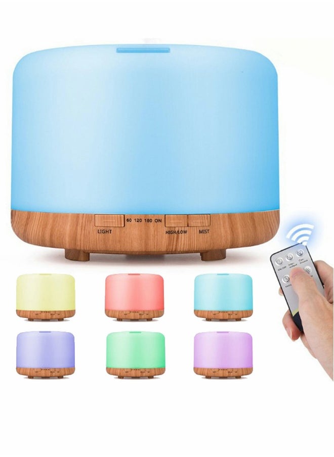 Upgraded Essential Oil Diffuser 500ml Ultrasonic Aromatherapy Air Vaporizer with 7 Color Lights 4 Timer Fragrant Cool Mist Humidifier Auto Shut-off Function for Home Office