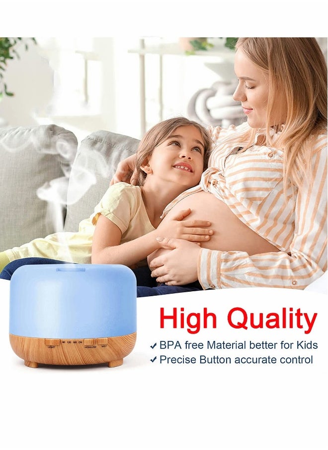 Upgraded Essential Oil Diffuser 500ml Ultrasonic Aromatherapy Air Vaporizer with 7 Color Lights 4 Timer Fragrant Cool Mist Humidifier Auto Shut-off Function for Home Office