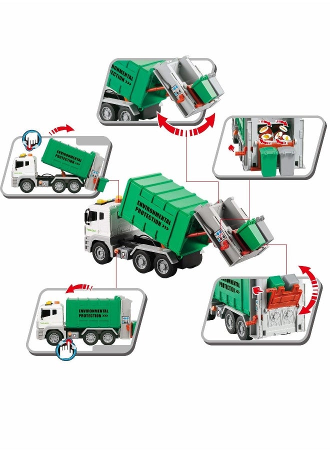 12 Inch Garbage Truck Toy with Sound and Light Features for Kids Recycling Fun