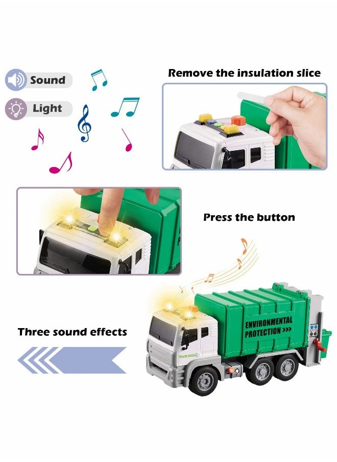 12 Inch Garbage Truck Toy with Sound and Light Features for Kids Recycling Fun