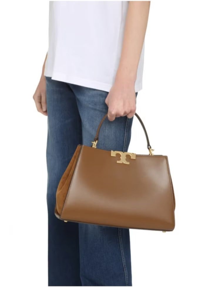 Tory Burch Eleanor Leather Suede Trimmed Shoulder Crossbody Tote Bag