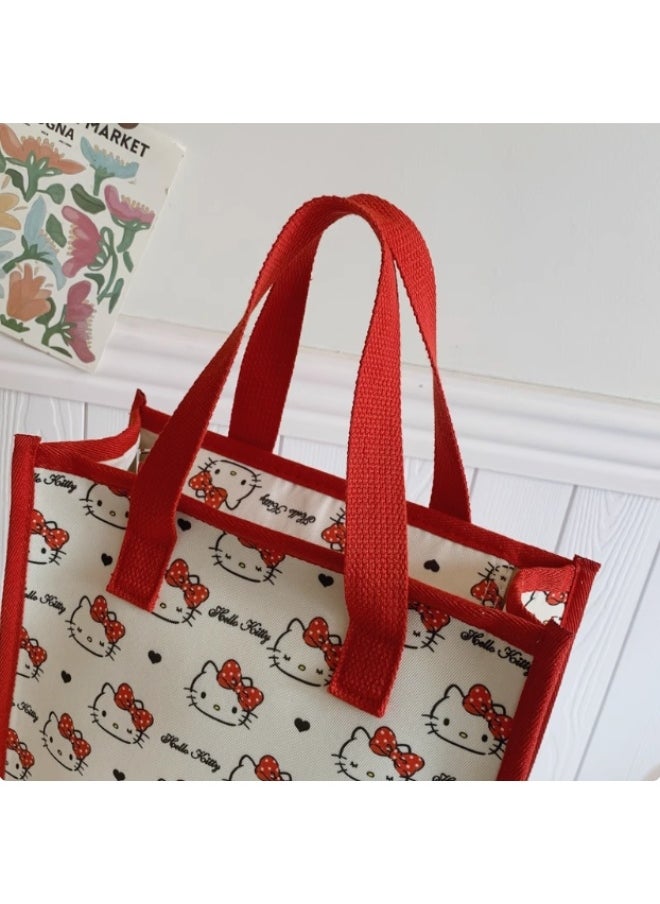 Hello Kitty Tote Bag – Cute Reusable Shopping Handbag with Red Handles, Lightweight & Eco-Friendly