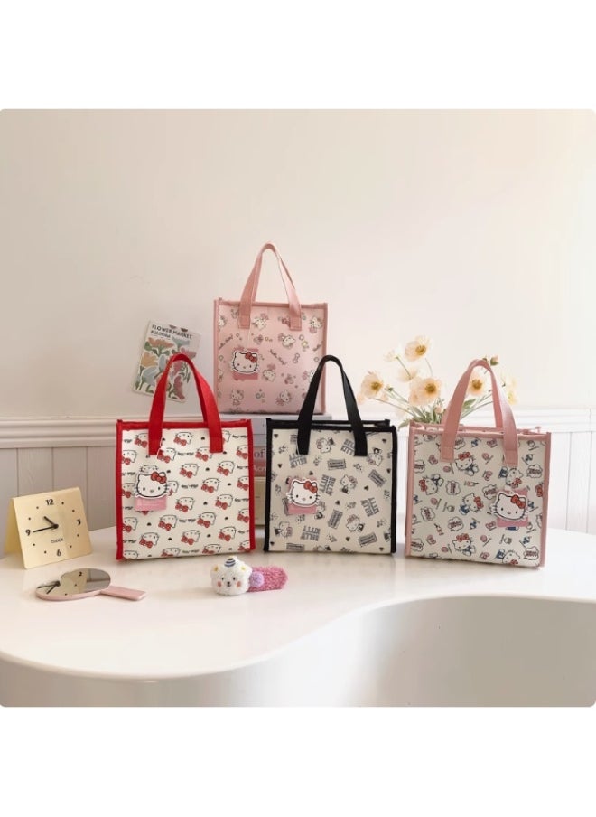 Hello Kitty Tote Bag – Cute Reusable Shopping Handbag with Red Handles, Lightweight & Eco-Friendly
