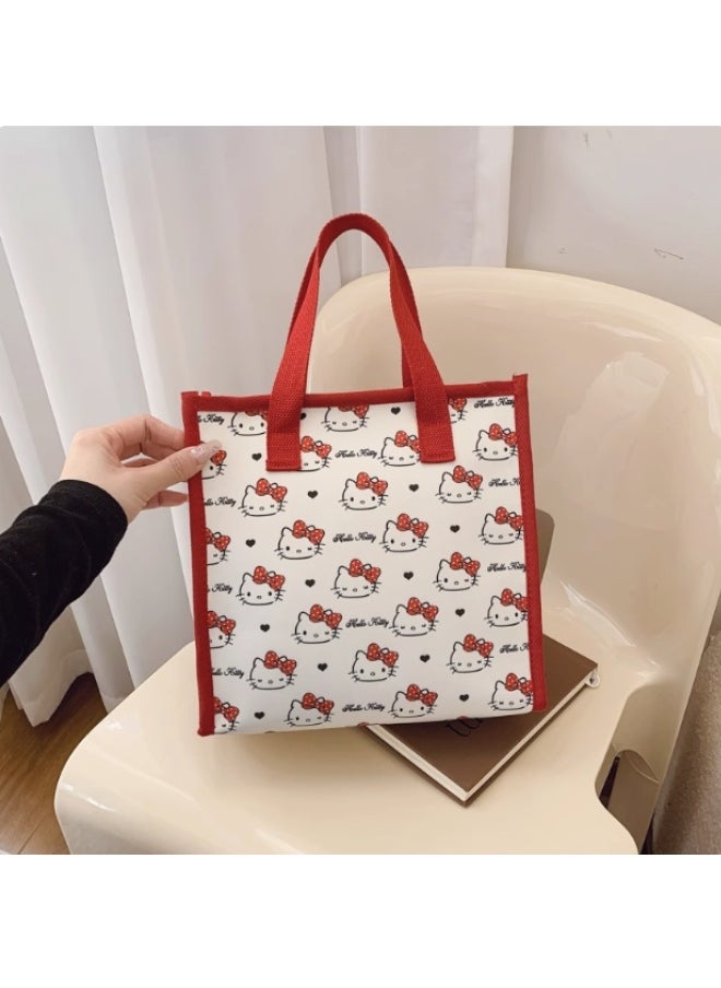 Hello Kitty Tote Bag – Cute Reusable Shopping Handbag with Red Handles, Lightweight & Eco-Friendly