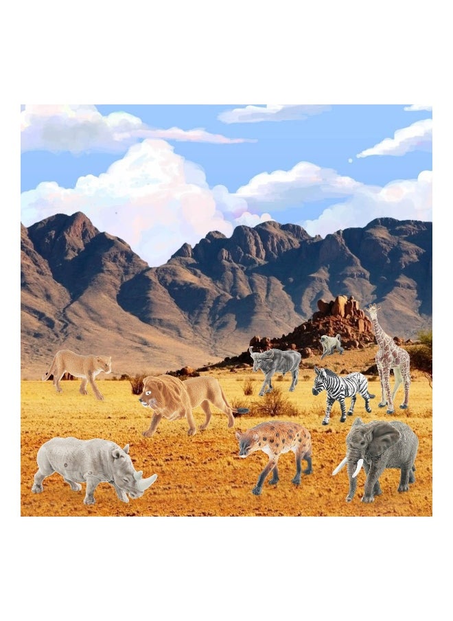 KASTWAVE Wild Animals Toys Set - 9 Piece Realistic Jumbo Wild Zoo Animal Figurines, Durable Plastic African Jungle Animals, Ideal Educational Toy for Kids Ages 3-5, Perfect for Educational Play & Gift