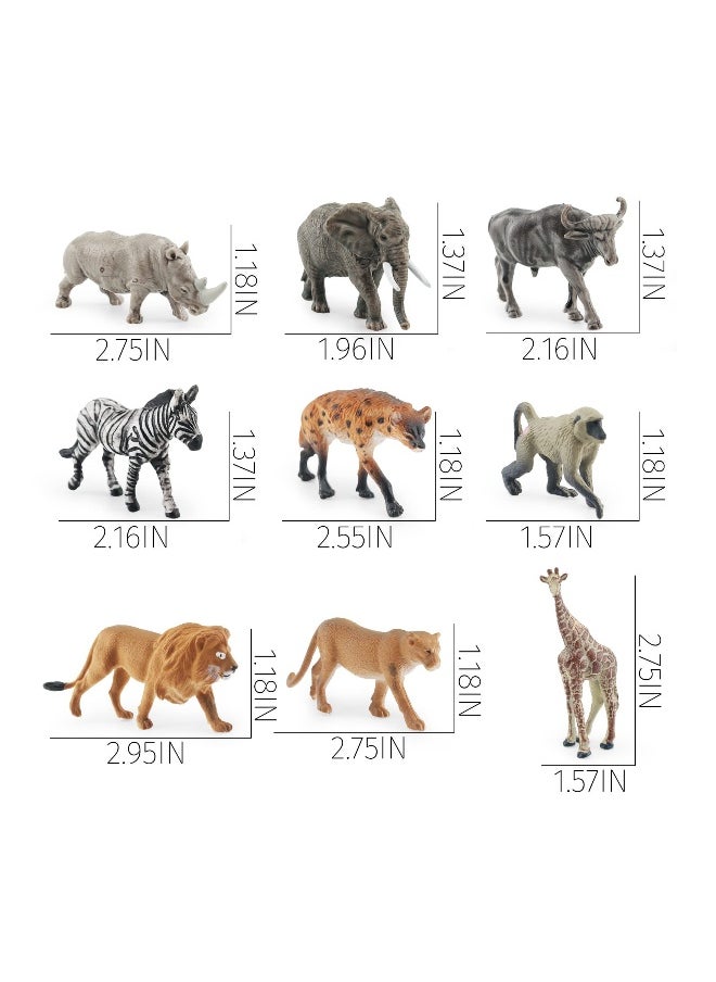 KASTWAVE Wild Animals Toys Set - 9 Piece Realistic Jumbo Wild Zoo Animal Figurines, Durable Plastic African Jungle Animals, Ideal Educational Toy for Kids Ages 3-5, Perfect for Educational Play & Gift