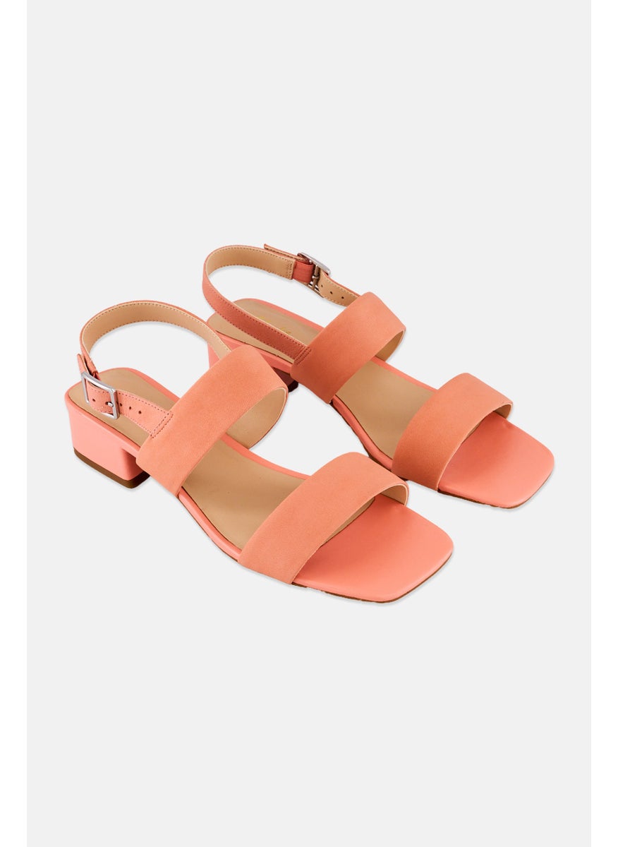 Women Adjustable Buckle Sandal, Coral