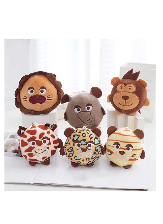 12 Mini Safari Plush Animals with Keychains Suitable for Jungle Themed Parties and Gifts for Students
