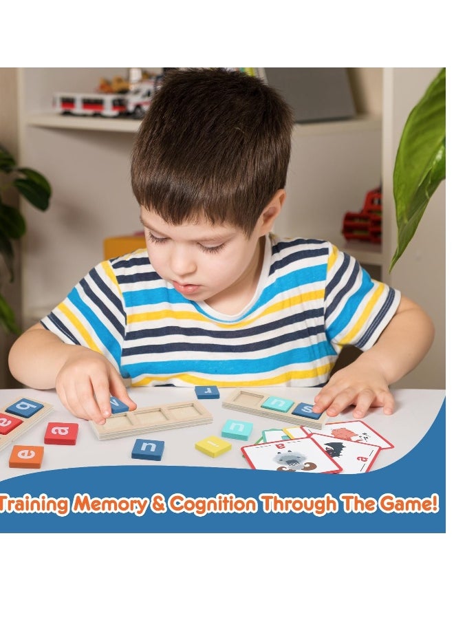 Montessori Wooden Building Block Toy for Kids, CVC Word Spelling Games, Phonics Learning Activities for Ages 3 to 5, Perfect for Homeschool and Classroom