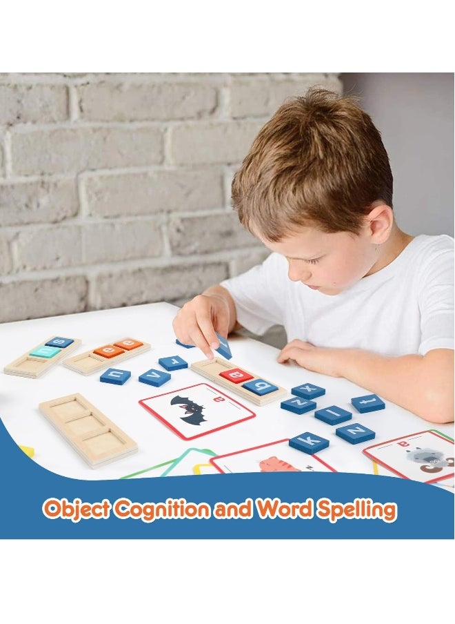 Montessori Wooden Building Block Toy for Kids, CVC Word Spelling Games, Phonics Learning Activities for Ages 3 to 5, Perfect for Homeschool and Classroom