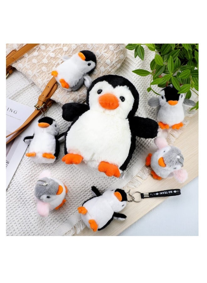 7pcs Plush Stuffed Penguin Toys with Mom and Small Baby, Realistic Penguin Plushie Toy as Birthday Festival Gift for Kids Boys Girls, Sleep Partners