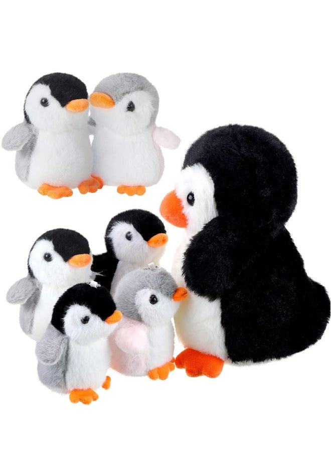 7pcs Plush Stuffed Penguin Toys with Mom and Small Baby, Realistic Penguin Plushie Toy as Birthday Festival Gift for Kids Boys Girls, Sleep Partners