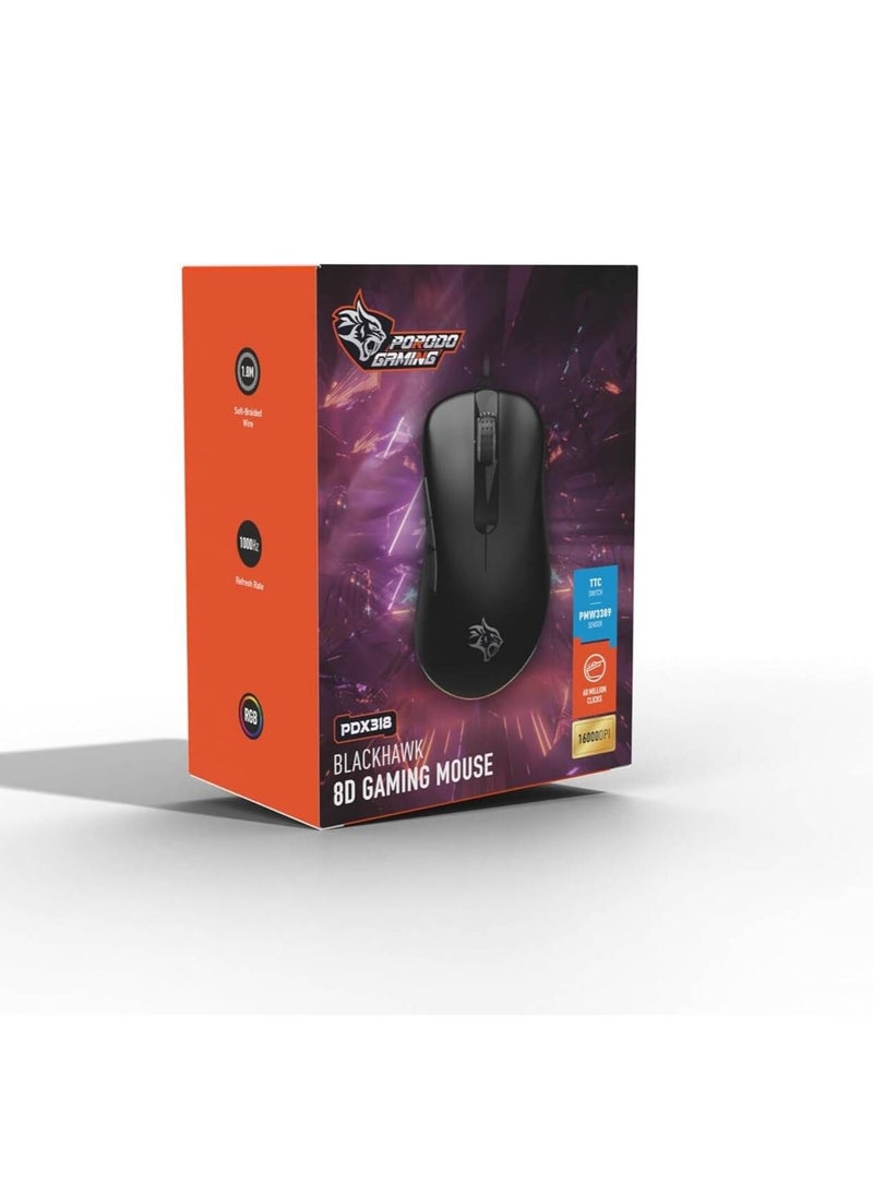 Porodo Gaming Blackhawk 8D Gaming Mouse PDX318 Black