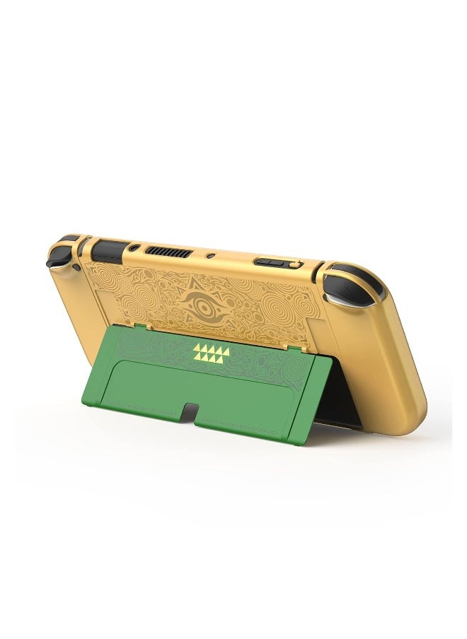 Dockable for Switch OLED Protective Case Hard Shell Case Cover Compatible for Nintendo Switch OLED Switch Oled Case Protector with Comfortable for Joy-Con Grip cover and 2 Joystick Thumb Cap