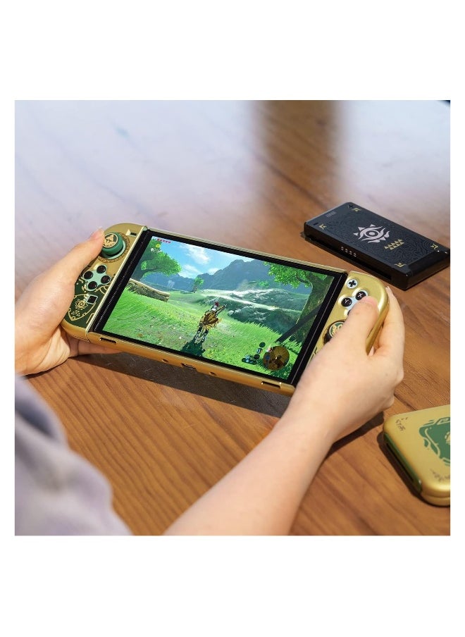Dockable for Switch OLED Protective Case Hard Shell Case Cover Compatible for Nintendo Switch OLED Switch Oled Case Protector with Comfortable for Joy-Con Grip cover and 2 Joystick Thumb Cap